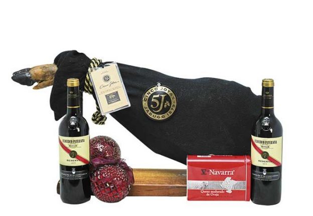 cesta de Navidad con jamón