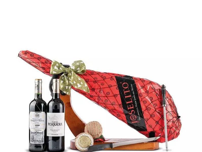 Lotes de Navidad con jamón personalizados