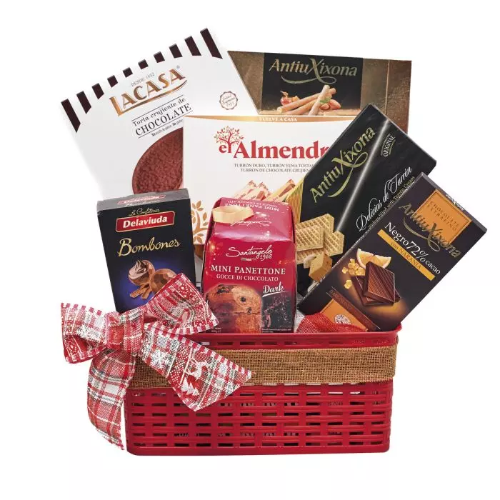 Cesta de Navidad barata con Turrones y Chocolates Nº25