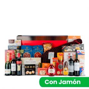 Baúl Nº38 - Jamón Gran Reserva BOHORQUEZ 6,5Kg y Queso Curado + Surtido Vinos y Dulces