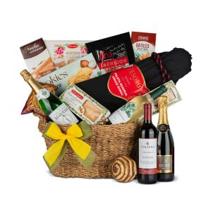 Cesta con Asa Nº32 - Paleta Reserva 4Kg y salchichón loncheado + Vinos y Dulces Navidad