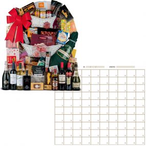 Cesta para sorteos de Navidad Mimbre 3 Pisos Nº49 - Jamón Serrano 6k y queso