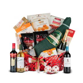 Cuevano Mimbre Navidad Nº39 - Jamón Serrano ESTIRPE DE LA SERRANÍA 6kg + Selección Vinos