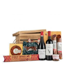 Especialisimo Al Corte Caja Madera Nº587 - Piezas embutido ibérico + botellas Vino Tinto