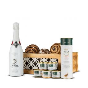 Especialisimo Surtido de Foie Nº596 - Caja Madera con Cava Codorniu + Surtido patés