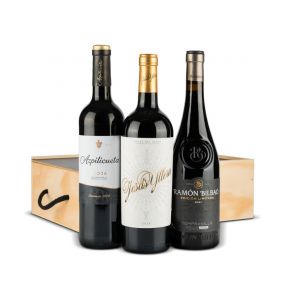 Estuche Madera Vino Tinto Nº692 - Botella Ramón Bilbao y Jesus Yllera + Azpilicueta