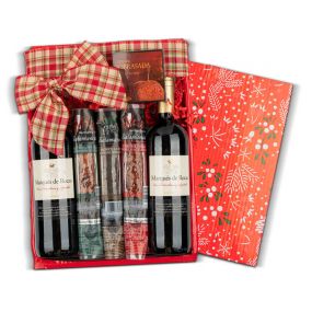 Estuche Navidad Nº67 - Selección Embutidos Ibéricos + 2 Botellas Tinto Marqués de Rocas