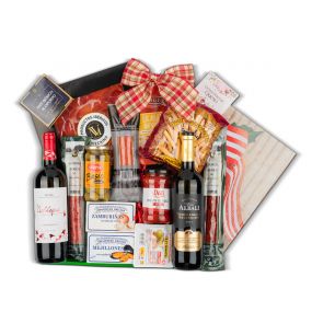 Estuche Navidad Nº69 - Surtido Embutido Ibérico + 2 Botella Vino Tinto y conservas de mar