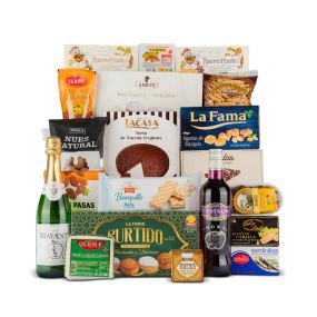 Lote Navidad Licor y Sidra Sin Alcohol Nº6 - Surtido Dulces y Conservas + Queso 140 gr
