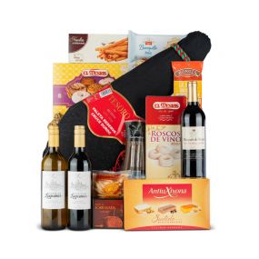 Lote Navidad Nº11 - Paleta Reserva 4Kg + 3 Vinos con surtido de dulces y paté sobrasada