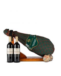 Jamonera Navidad Nº52 - Paleta Duroc 4,5Kg + 2 botellas Vino tinto Marqués de Rocas 75cl