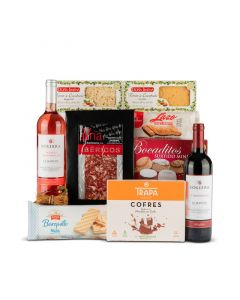 Lote Navidad Nº2 - Vino Tinto Tempranillo y Rosado Soliera + Embutido con dulces navidad